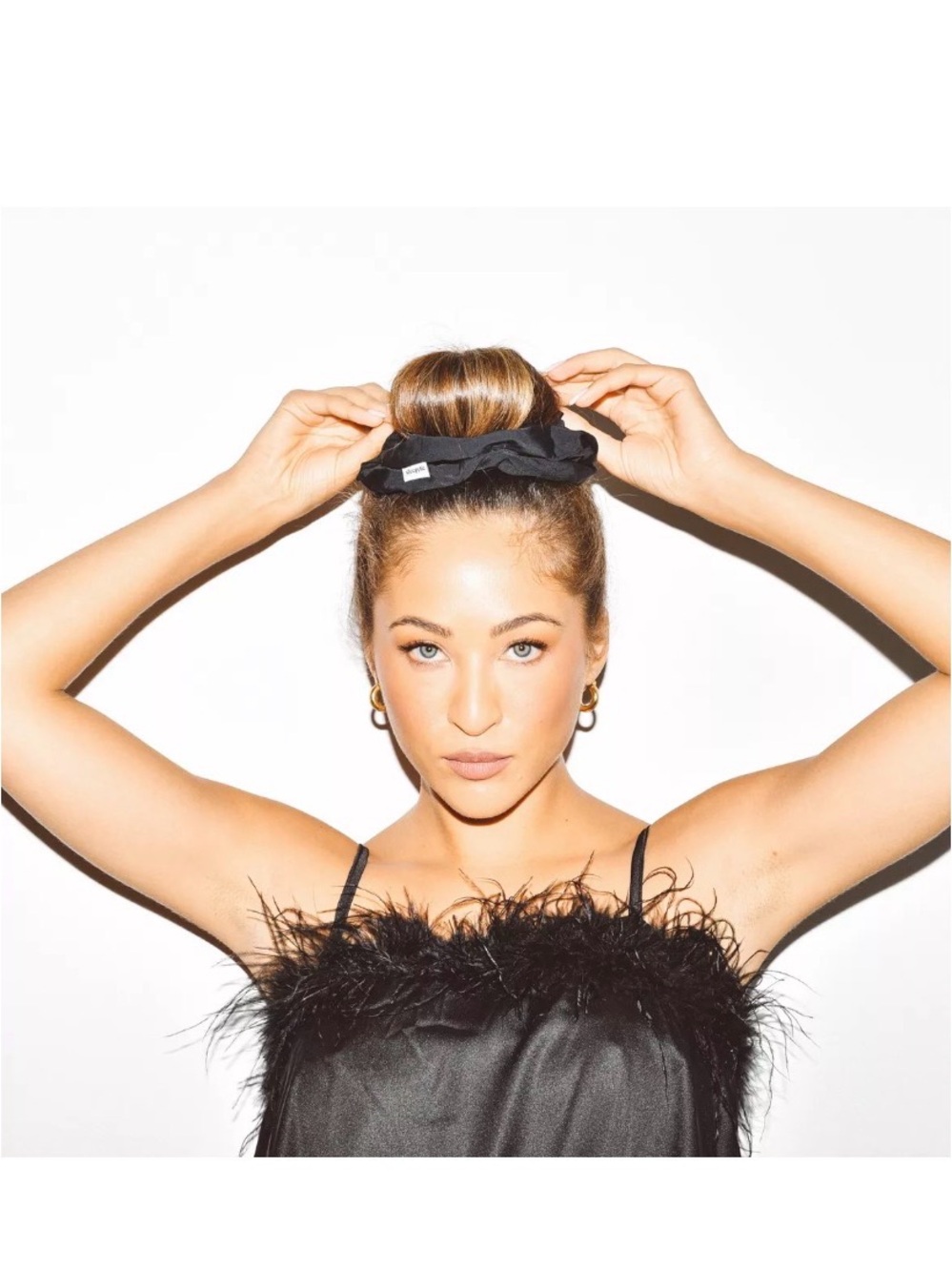 Sleepy Tie Satin Black Scrunchie with Gentle Hold - Women’s Hair Accessory
